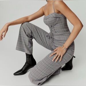 REFORMATION Cameran grey plaid jumpsuit 2